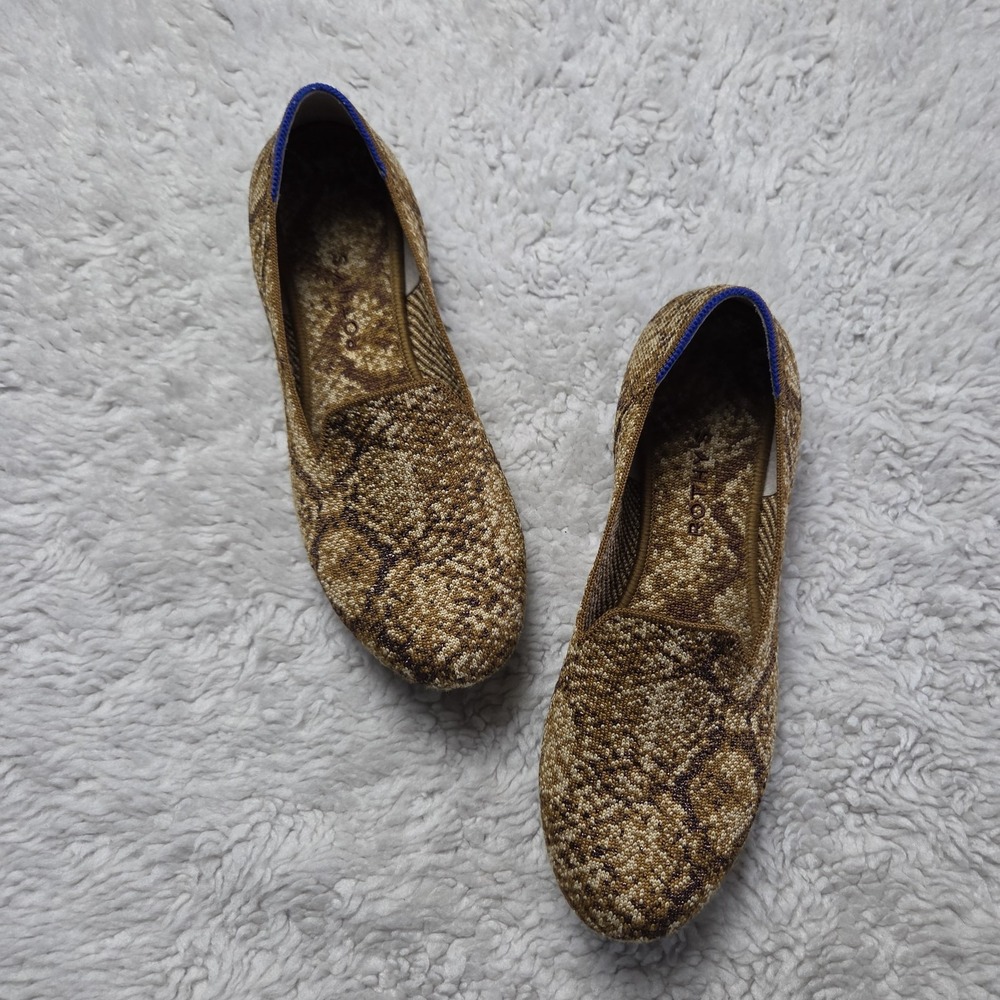 Rothy's Bronze Metallic Python Loafers Shoes Women's 10 Snakeskin